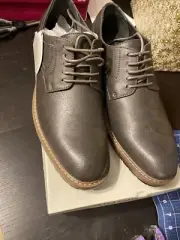 PERRY ELLIS GRADY Portfolio Dress Shoe Oxford Grey Leather Size 11.5 Retail $115