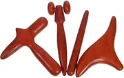 Ergonomic 4-piece Wooden Massage Stick Set Tool Scraping Board Neck Scraper for Massage Brown