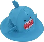 [COMPUKAS] Outdoor Sun Blocking Hat for Boys and Girls Cartoon Shark Cap 54cm 5-7 Years Old Wrinkle-Resistant Material Blue