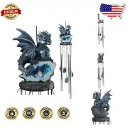 23-Inch Medieval Dragon Geode Wind Chime - Perfect Gift for Fantasy Lovers