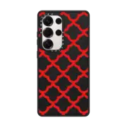 Galaxy S25 Ultra Impact Magnetic Case Preppy Red Pattern