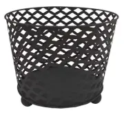 Ignite 38cm Black Steel Firepit, Wood Basket, Planter Pot - Solid Mesh