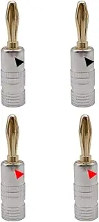 4Pcs 4mm Gold Plated Banana Plug Connector Binding Post for Audio Video Speaker Cable Adapter Terminal Connectors