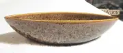 Hosley Elegant Expressions Ceramic Peacock Feather Pattern Oval Bowl Brown