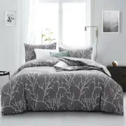 Luxor Single Grey Branches Design Cotton Quilt Doona Duvet Cover Set