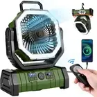 30000Mah Camping Fan with LED Lantern, Rechargeable Battery Operated Oscillating