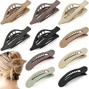 2 Styles Flat Hair Clips, 10 Pack French Concord Claw Clips for Women Girls, Alligator Hair Clips Strong Hold Duck Billed Clips Neutral Color Flat Claw Clips for Thick Hair (Neutral Colour)