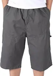 [Generic] Summer Wear for Men Mid Waist Elastic Waist Loose Cargo Shorts with Multi Pockets Mens Shorts with Pockets