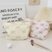 Chic Bow Make Up Bag Pink Plaid Pencil Case New Cosmetic Bag