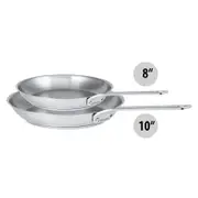 Cristel 1826 Collection 2 Pc Stainless Steel Frypan Set