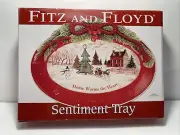 FITZ & FLOYD SENTIMENT TRAY HOME WARMS THE HEART CHRISTMAS SERVING TABLE DECOR