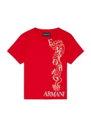 Emporio Armani Kids Logo-flocked Jersey T-shirt (4-16 Years) - Red - 14YR (14 Years) 14YR (14 years)