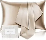 100% Pure Mulberry Silk Pillowcase for Hair and Skin - Allergen Resistant Dual Sides,600 Thread Count Silk Bed Pillow Cases with Hidden Zipper,1pc,Standard Size,Taupe