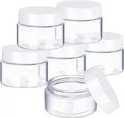 6 Pack Empty Clear Plastic Slime Storage Containers With Lids Refillable Wide-mouth Plastic Containers for Beauty Products, Cosmetics, Lotions, DIY Slime Making or Others 2 oz