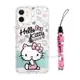 正版授權 Hello Kitty凱蒂貓 iPhone 12 mini 5.4吋 暖心空壓手機殼+吊繩組(KT綠條)