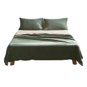 Deluxe Sheet Set Cotton Sheets Double Green Beige
