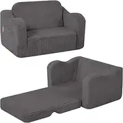 MeMoreCool Cord Children's Sofa, Children's Recliner Chair, Baby Lounge Sofa, Mini Couch for Cuddly Corner Children's Room, Fold-Out Couch for Boys and Girls Aged 1-3 Years, Anthracite