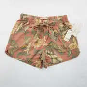 Cynthia Rowley Womens Size XS Orange Tropical Drawstring Elastic Waist Shorts