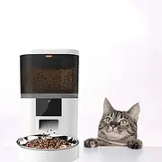 Automatic Cat Feeder, 5G WiFi Automatic Dog Feeder with Freshness Preservation, 6L Timed Cat Feeder with Low Food Sensor, Up to 12 Meals Per Day, Granary Pet Feeder for Cats, Black (White)