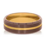 Tensity Tungsten Bronze and Rose Gold Mens Ring