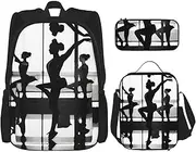 New Love Gymnastics Backpack With Lunch Box And Pencil Case 3 In,Kawaii Backpacks With Lunch Bag Matching Combo