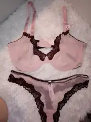 NWT Victoria's Secret Tease Unlined Demi Bra and Thong Set 38DD XL (355)