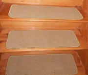 14 Step 9'' x 30'' + Landing 30'' x 30'' Tufted carpet Wool Woven Stair Tread.