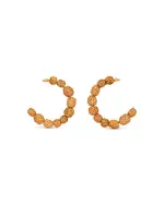 Cult Gaia Akira Green Beaded C Hoop Earrings in Gold Tone