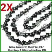 2X CHAINSAW CHAINS SEMI CHISEL 3/8LP 050 45DL FOR OZITO 12 BAR 25.4CC