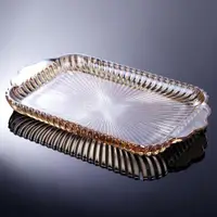 在飛比找ETMall東森購物網優惠-家用現代創意大號歐式長方形托盤水果盤水晶玻璃杯茶盤
