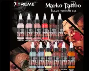 XTREME Marko 12 Color Portrait Set 1-oz Pigment Tattoo Ink Made in USA