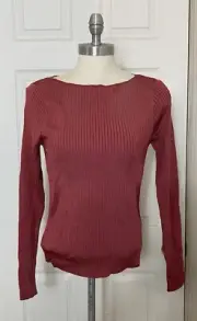 NWT Abercrombie & Fitch Size Large Dark Mauve Pink Ribbed Top Long Sleeves Women