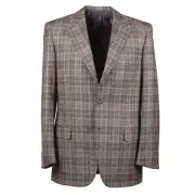 Brioni Gray and Rust Orange Layered Check Soft Flannel Wool Suit 40R NWT