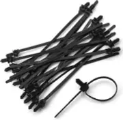 Push Mount Zip Ties, 8 inch Cable Zip Tie Black Wire Tie with Push Pin Fir Tr...