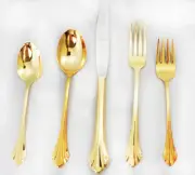 GOLDEN ENCHANTMENT by Oneida 5 Piece Place Setting NEW NEVER USED made in USA