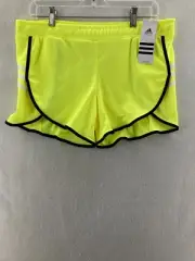 Adidas Shorts Womens Medium Yellow Climalite Running Shorts Pockets Lightweight