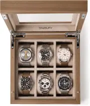 6 Slot Wooden Watch Box with Glass Display Window - Unisex Wooden Watch Box Craf