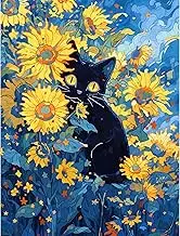 Paint by Numbers for Adult - DIY Digital Canvas Acrylic Painting Adults, Paint by Number Kits, Digital Painting, Painting Numbers Adults Frameless for Home Wall Art Decor Flower Cat 16x20 inch