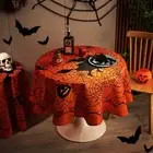 Round Halloween Tablecloth - Spider Web Decorative Holiday Table Cloth Waterp...