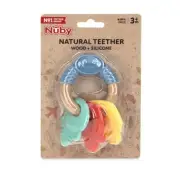 Nuby Wood & Silicone Natural Teether Keys - Fun & Soothing - Easy to Hold