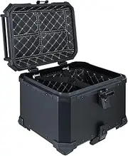 Motorcycle Back top Box case 55L Motorcycle Tail Box Universal Aluminum Top Rear Luggage Storage Tool Cases with Fitting Plate and Fixings Helmet
