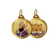 Traditional GuruGobind &GoldenTempl FlipCoin GoldPlated Pendant For Men Set Of 5