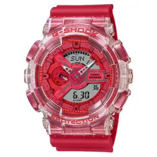 【CASIO 卡西歐】G-SHOCK 鮮豔色彩日本扭蛋透明色雙顯錶-紅(GA-110GL-4A 防水200米 扭蛋造型盒)