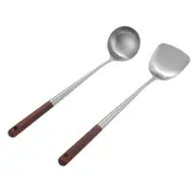 Wok Spatula and Ladle Tool Set, 17 Inches Spatula for Wok, Stainless Steel Wok Spatula