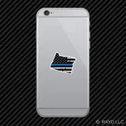 Distressed Thin Blue Line Oregon Shaped Subdued US Flag Cell Phone Sticker OR