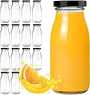 【AU Stock】 15 x 230ml Clear Glass Milk Bottles with 48mm Black Twist Cap