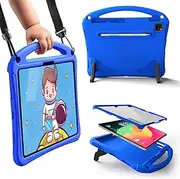 Bam Bino Space Suit Rugged Kids Case for iPad Pro 13 M4, iPad Air 13 M2/M3 (2024/2025) Case for Kids with Built-in Screen Protector, Handle, Stand, Pencil Holder, Shoulder Strap (Blue)