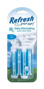 Refresh Your Car Odor Eliminating Auto Vent Stick Car Air Freshener, Fresh Linen
