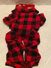 New Red & Black Buffalo Check Flannel PAJAMAS JUMPSUIT Puppy/Dog size Medium