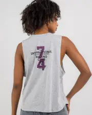 [Fox] Fox Women's Numerical Biker Tank Top in Light Heather Size Medium M Light Heather